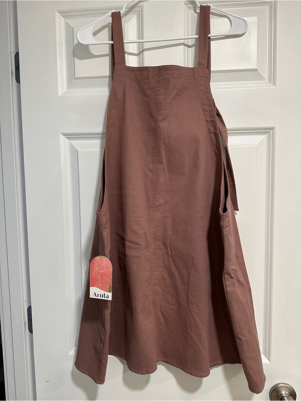 ARULA Mauve Pink Apron Pinafore Dress with Front Pockets - Picture 2 of 5